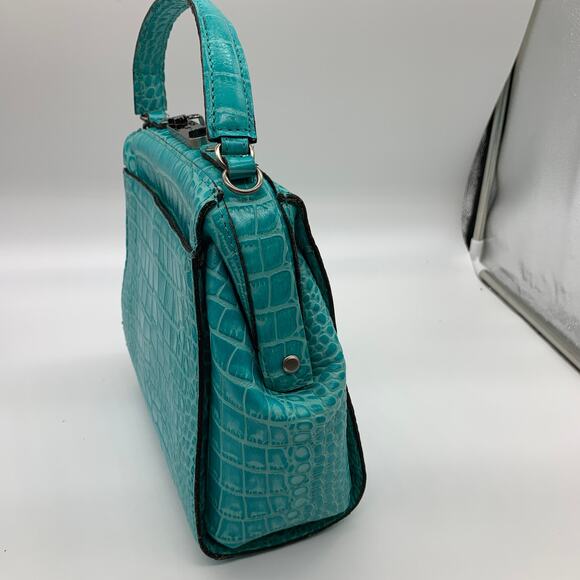 Patricia Nash Leather Purse Croc Embossed Blue Aqua Handbags - Picture 12 of 13